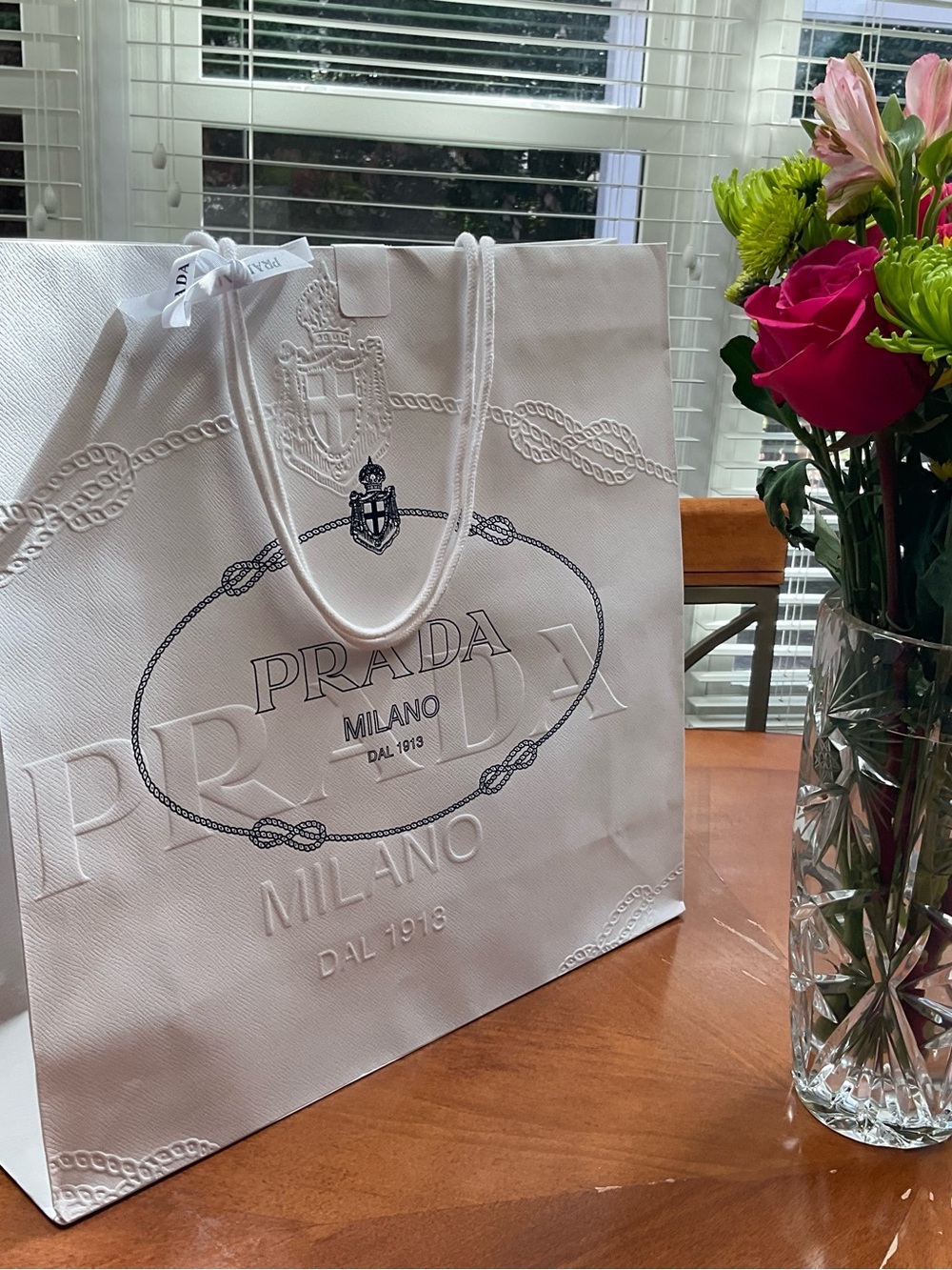 Prada white embossed shopping bag AUTHENTIC NWT - Picture 3 of 3